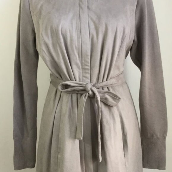 H by Halston Faux Suede Mixed Media Zip Jacket Taupe Size 14 - Picture 2 of 9